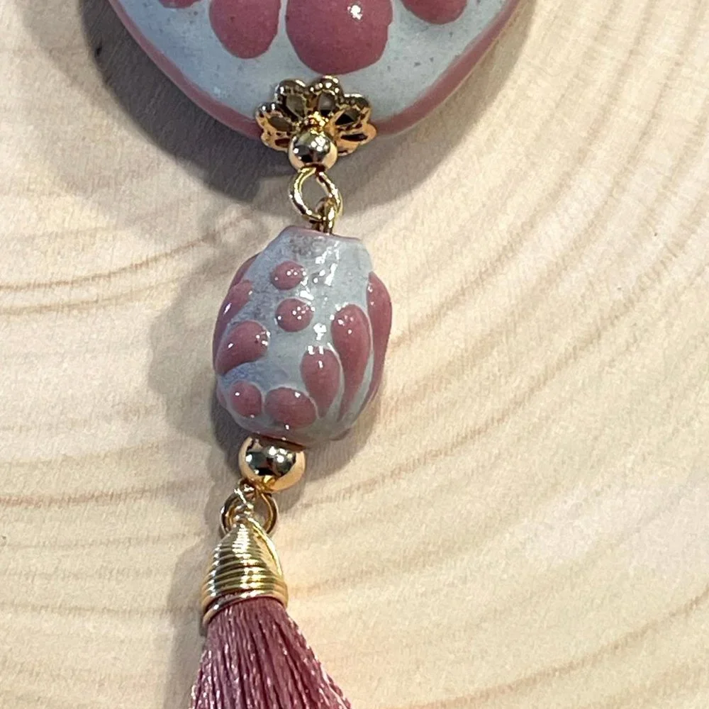 DaVella Collections Bonita‎ Necklace Heart Talavera Tassel Mexican Artesanal